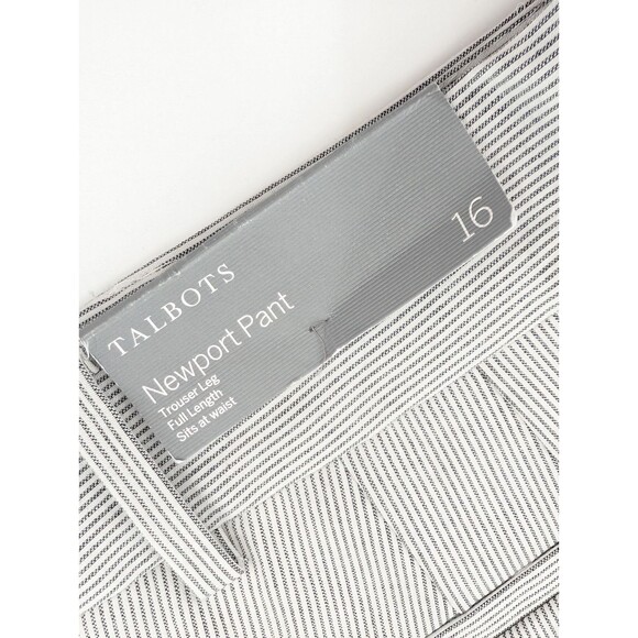 Talbots Newport Gray Striped Ankle Mid Waist Trouser Leg Pant Size 16 38"x32.5" - Picture 2 of 10
